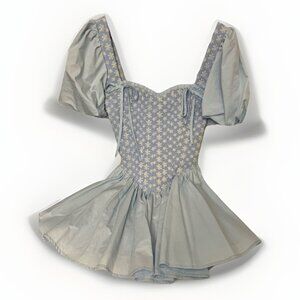 Retro Sexy Blue White Gingham Rockabilly Pinup Mini Dress.    Z